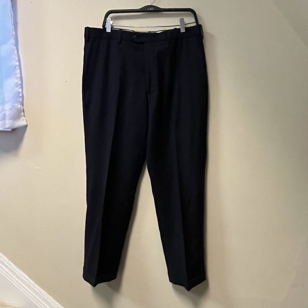 JB BRITCHES Men’s Cashmere Wool Torino Stretch Pleated Dress Pants, Navy- 35 R